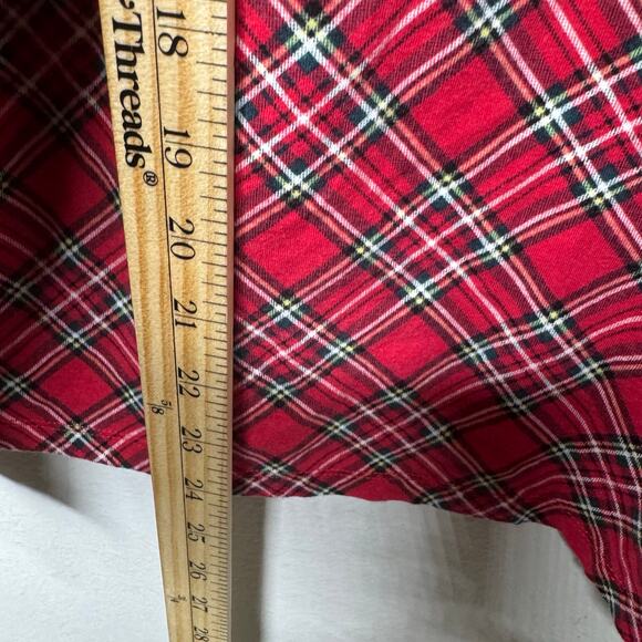 Talbots XL Red Plaid Long Sleeve Stretch Tee Cotton Blend Holiday Top - Picture 3 of 6